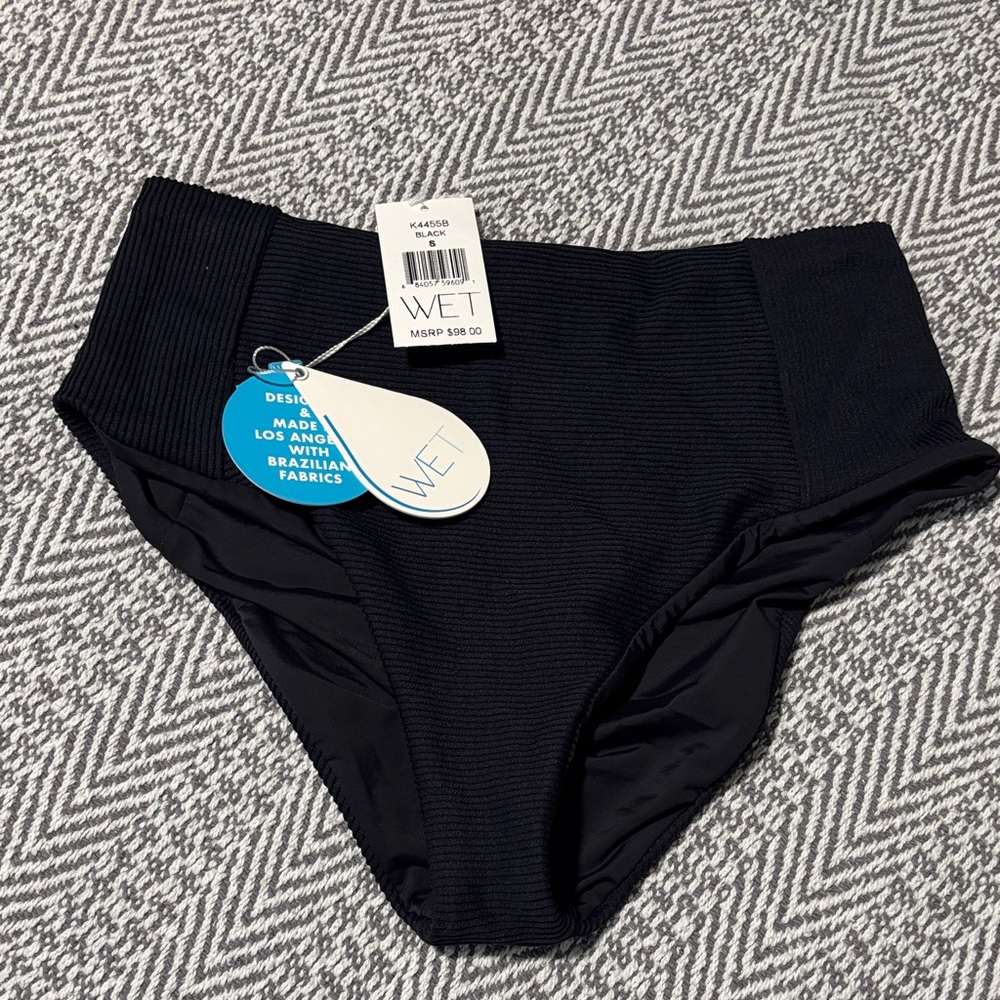 Black Ribbed Bikini Bottom